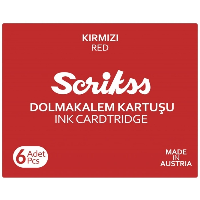 Scrikss Dolma Kalem Kartuşu 6lı Kutu KIRMIZI