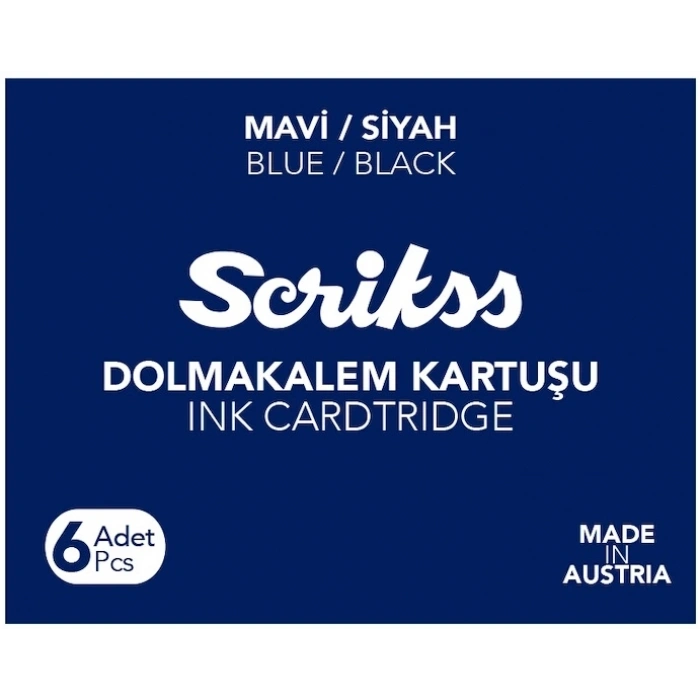 Scrikss Dolma Kalem Kartuşu 6lı Kutu MAVİ-SİYAH
