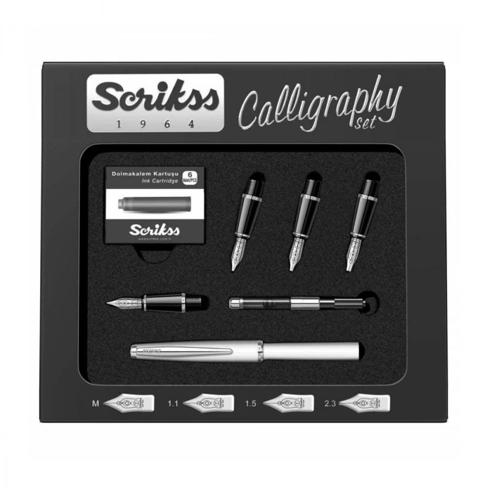 Scrikss Kaligrafi Kalem Seti 7 Parçalı Beyaz