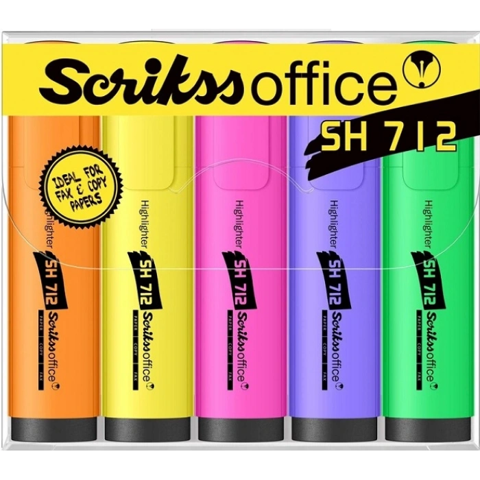 Scrikss Office Highlighter Fosforlu İşaretleme Kalemi Seti 5 Renk