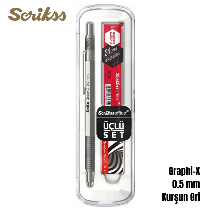 Scrikss Versatil Kalem Graph-X 0.5mm Kurşun Gri 3lü Set