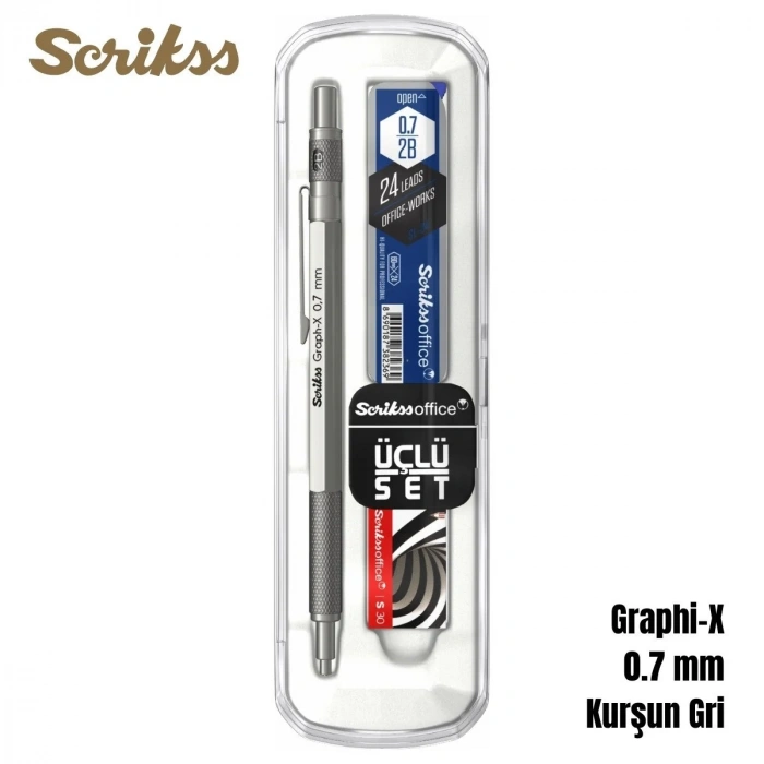 Scrikss Versatil Kalem Graph-X 0.7mm Kurşun Gri 3lü Set