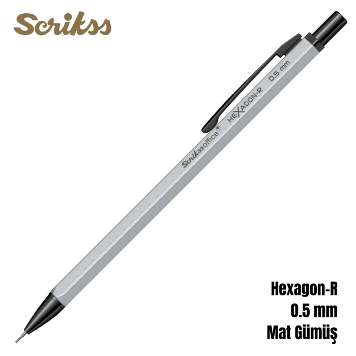 Scrikss Versatil Kalem Hexagon-R 0.5mm Mat Gümüş