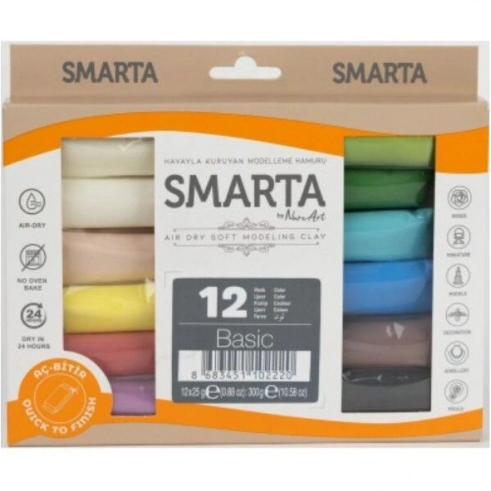 Smarta Kids Hava İle Kuruyan Modelleme Hamuru 12x25 Gr.***
