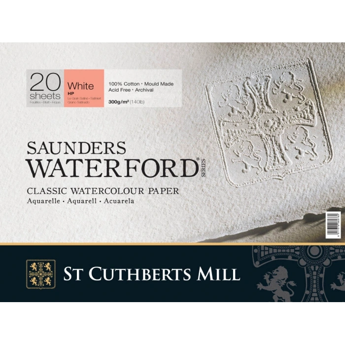 St. Cuthberts Mill Saunders Waterford Sulu Boya Defteri Blok Sıcak Baskı - Düz Doku 300 gr. 31x41 cm. 20 Yaprak