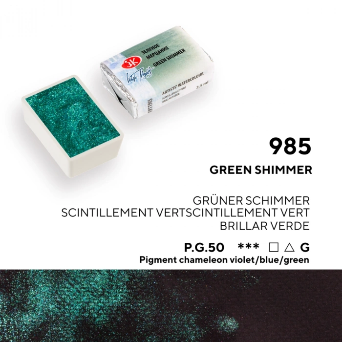 St. Petersburg White Nights Tam Tablet Sulu Boya 985 Green Shimmer