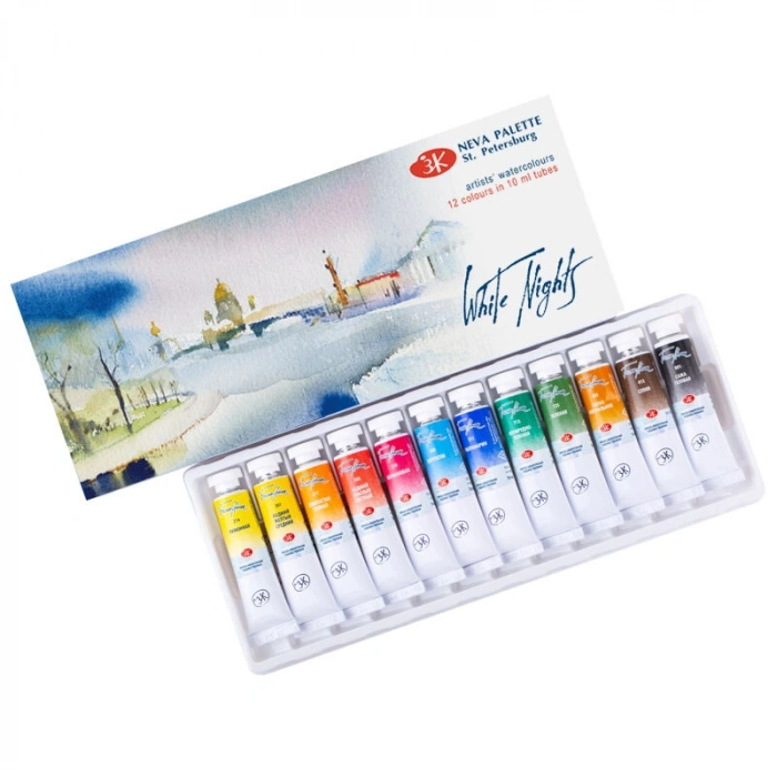 St. Petersburg White Nights Artists Tüp Sulu Boya Seti 12 Renk x 10 ml.