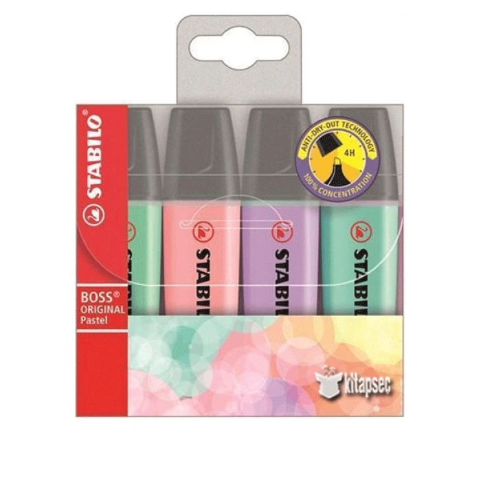 Stabilo Boss Original Fosforlu Kalem 4 Pastel Renk Paket