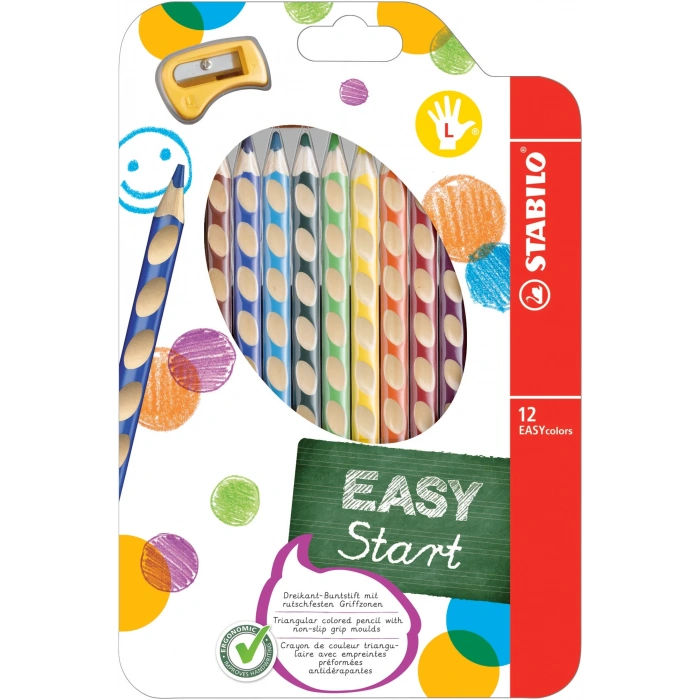 Stabilo Easycolors Sol 12 Renk Set + Kalemtıraş Askılı Paket