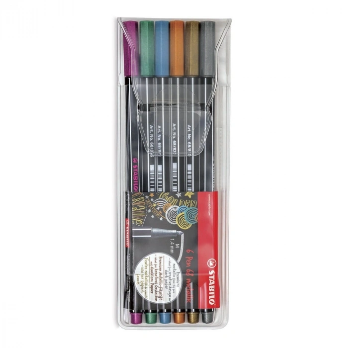 Stabilo Pen 68 Kalın Uçlu Keçeli Kalem Seti 6 Renk Metalik