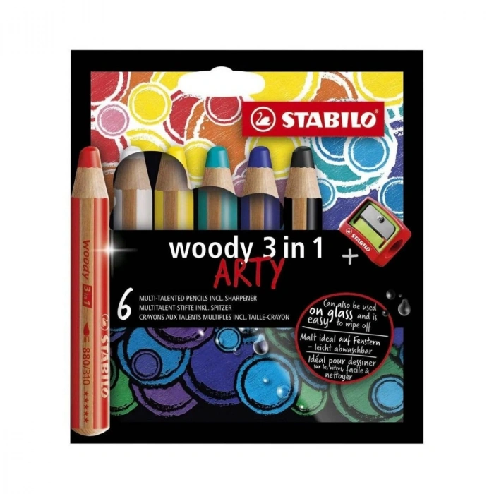 Stabilo Woody 3in1 ARTY 6lı + Kalemtıraş