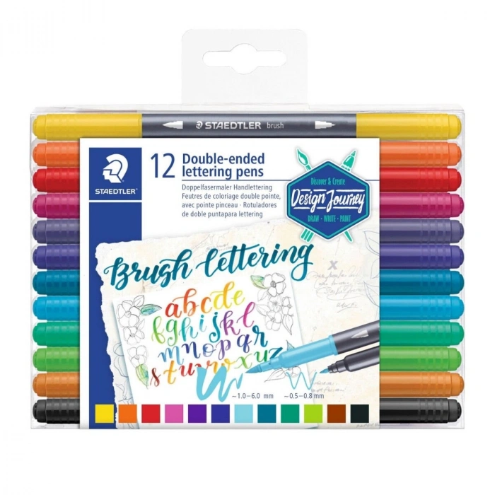 Staedtler Brush Lettering Çift Uçlu Kaligrafi Kalemi 1.0-6.0 0.5-0.8mm TB12 12li