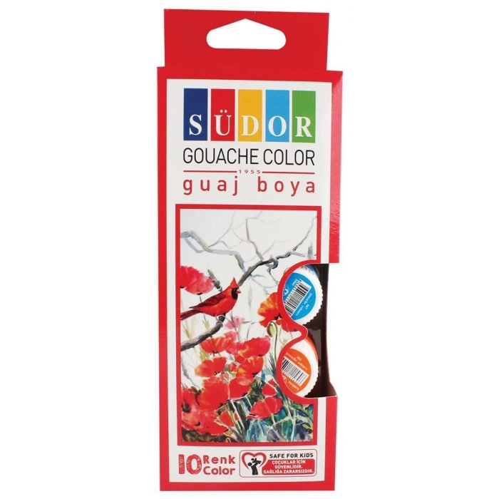 Südor Guaj Boya Seti 10 Renk x 15 ml. Şişe