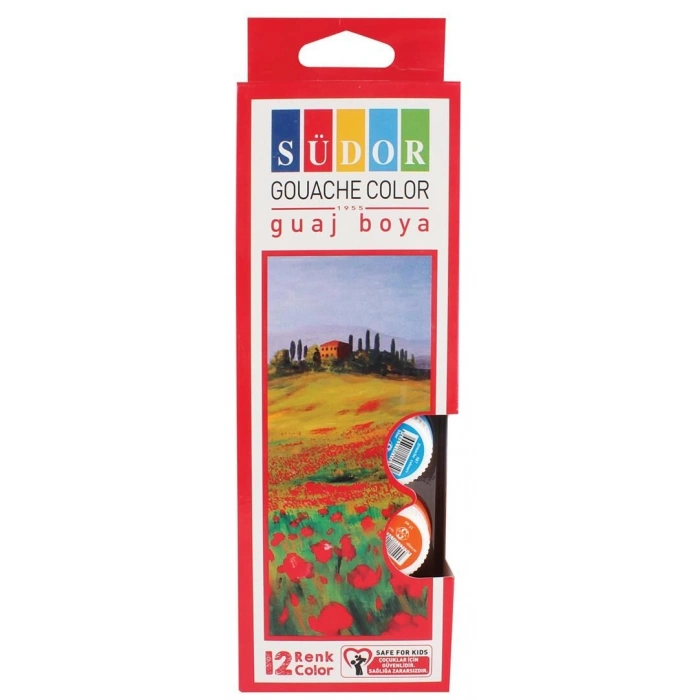 Südor Guaj Boya Seti 12 Renk x 15 ml. Şişe