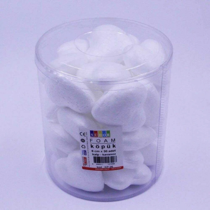 Südor Köpük Monalisa Kalp 6 cm 30 Adet Kavanoz