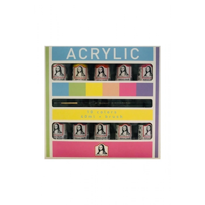 Südor Mona Lisa Akrilik Boya Seti 10 Renk x 40 ml. (Fırça Hediyeli)