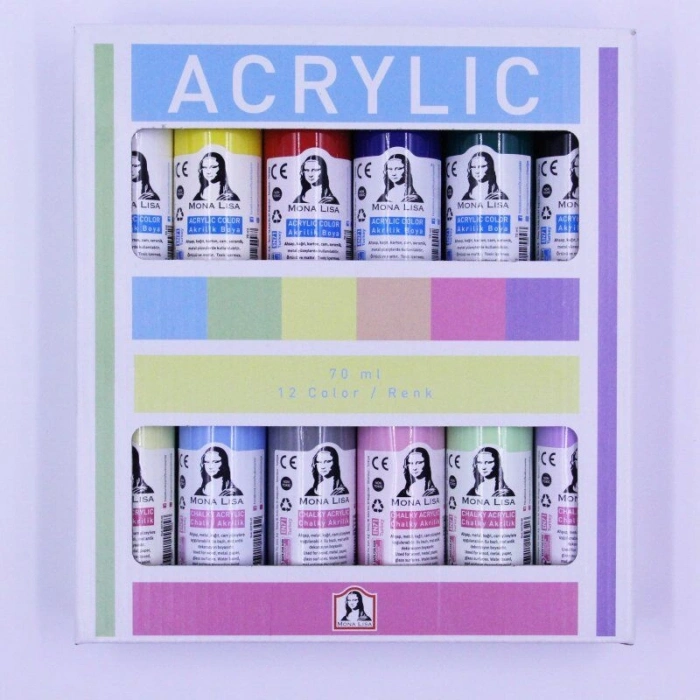 Südor Mona Lisa Akrilik Boya Seti 12 Renk x 70 ml. (Chalky + Normal)