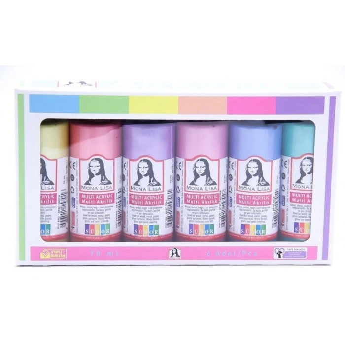 Südor Mona Lisa Multi Akrilik Boya Seti 6 Metalik Renk x 70 ml. Şişe