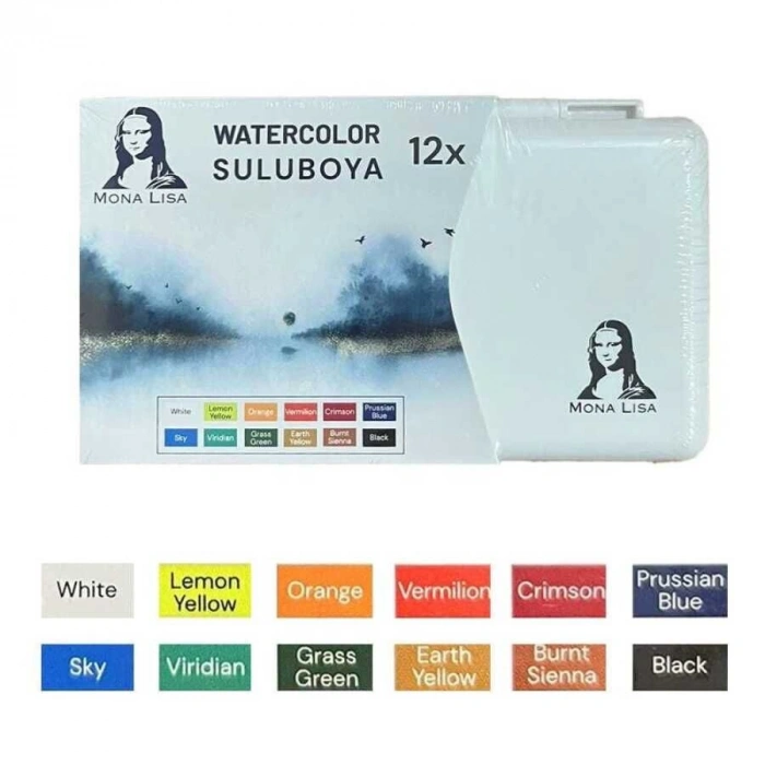 Südor Mona Lisa Profesyonel Tablet Sulu Boya Seti 12 Renk