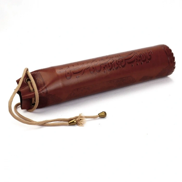 Suni Deri El Yapımı İpli Yuvarlak Kalemlik Koyu Kahve