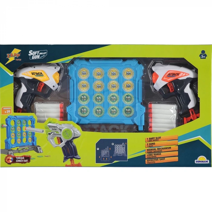 Sunman Oyuncak Zapp Toys Hedef Tahtalı Sünger Dart Atan Silah Seti