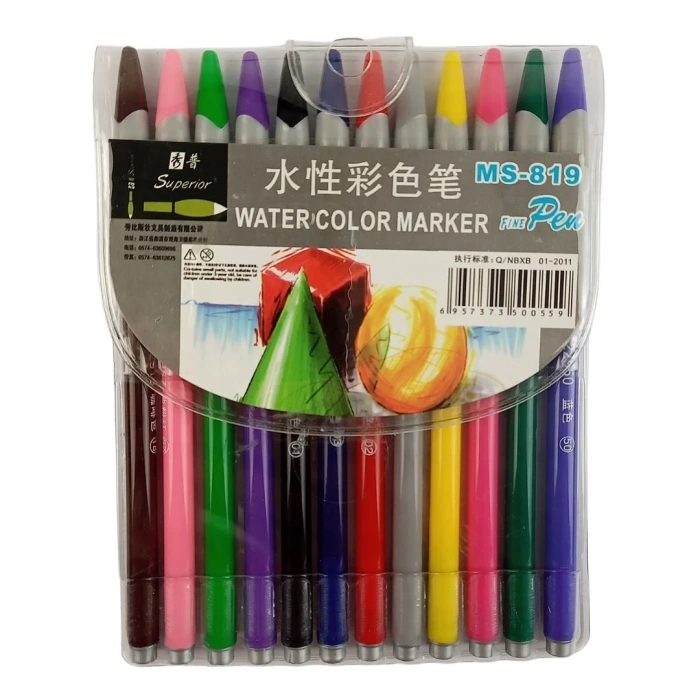 Superior Water Color Sulu Boya Marker MS-819 Kalem Seti 12 Renk