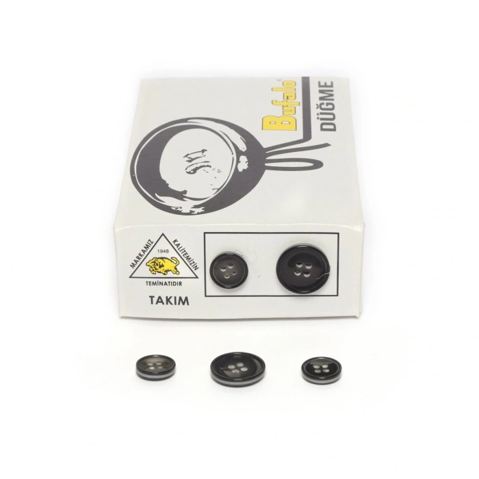 Takım Düğmeler Parlak Siyah