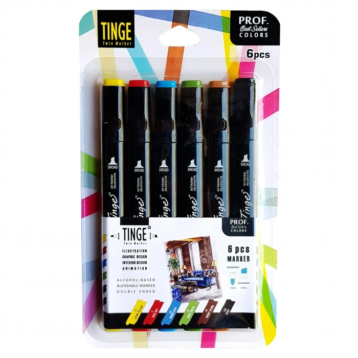 Tinge Marker 6lı Prof. Karma Set