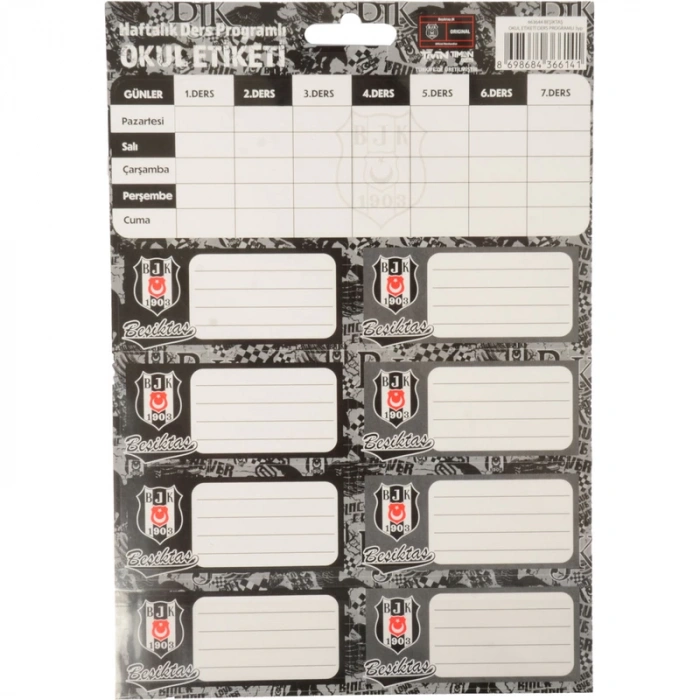 TMN TARAFTAR 463644 BJK OKUL ETİKETİ DERS PROGRAMLI 3 LÜ