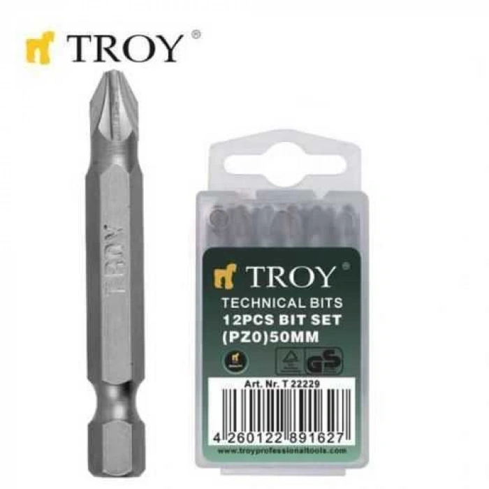Troy 22229 Bits Uç Seti (PZ0x50mm, 12 Adet)
