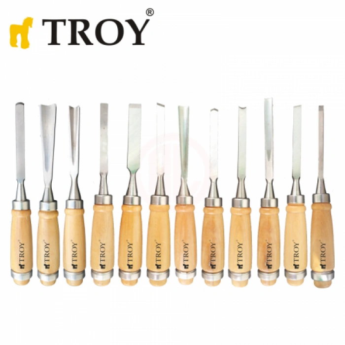 Troy 25004 Ahşap Oyma Bıçak Seti, 12 Parça