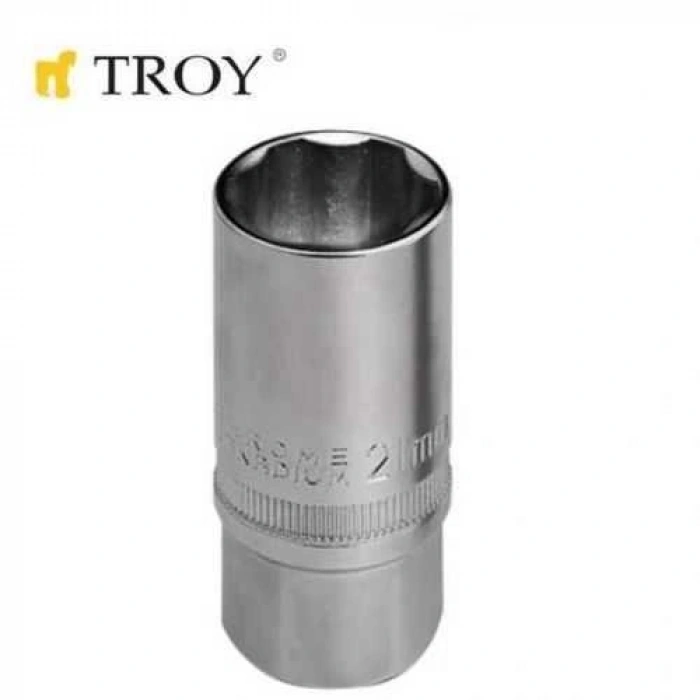 Troy 26126 1/2 İnç Buji Lokması (Ölçü 21mm-Çap 27,8mm-Uzunluk 65mm)