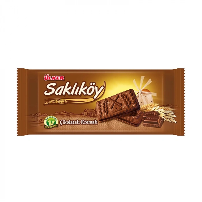 ÜLKER SAKLIKÖY ÇİKOLATALI KREMALI YULAFLI BİSKÜVİ 87gr (84109)