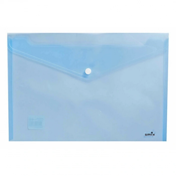 Umix Çıtçıtlı Şeffaf Zarf Dosya A4 Mavi