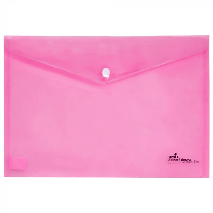 Umix Çıtçıtlı Şeffaf Zarf Dosya Pembe Eco U1120P-PE-ECO