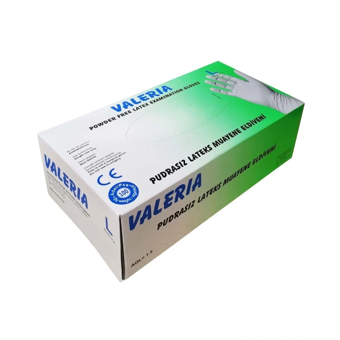 Valeria Pudrasız Lateks Muayene Eldiveni ( L ) 100 Adet