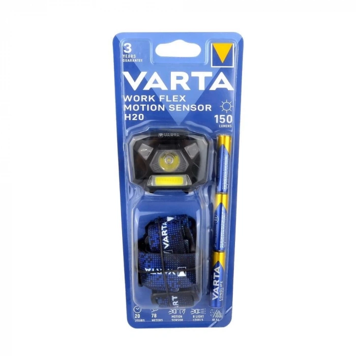 Varta 18648 Work Flex MotionSensor H20 Hareket sensörlü Kafa Feneri 3AAA