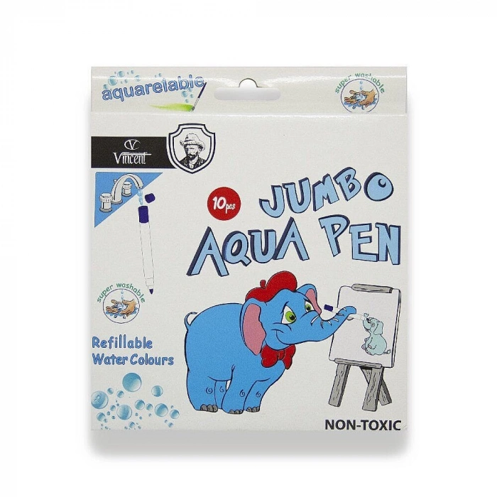 Vincent Aqua Pen Jumbo Keçeli Kalem 10 Renk (72008)