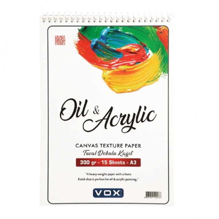 Vox Art Kanvas Dokulu Yağlı ve Akrilik Boya Defter A3 300gr 15 Yaprak