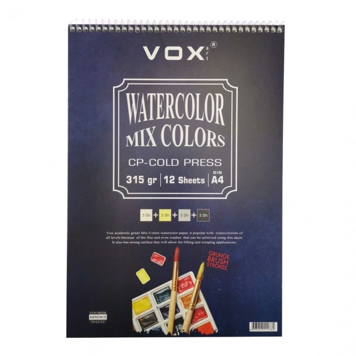 Vox Art Suluboya Sketch Defter A4 315gr 12 Yaprak Renkli
