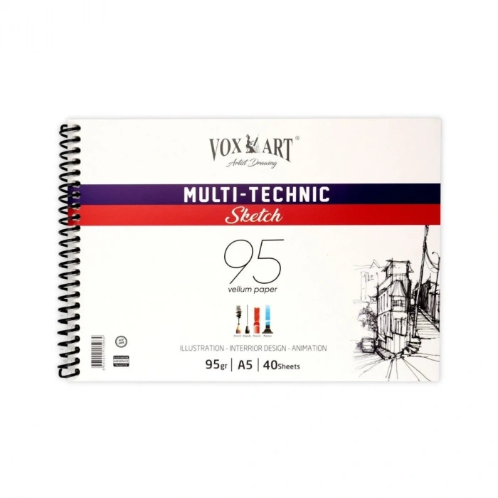 Vox Multi-Technic Sketch Eskiz Defteri A5 95gr 40yp Spiralli