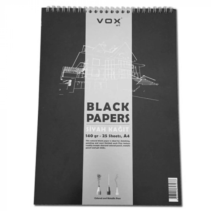 Vox Siyah Çizim Defteri A5 140 Gr 25 Sayfa