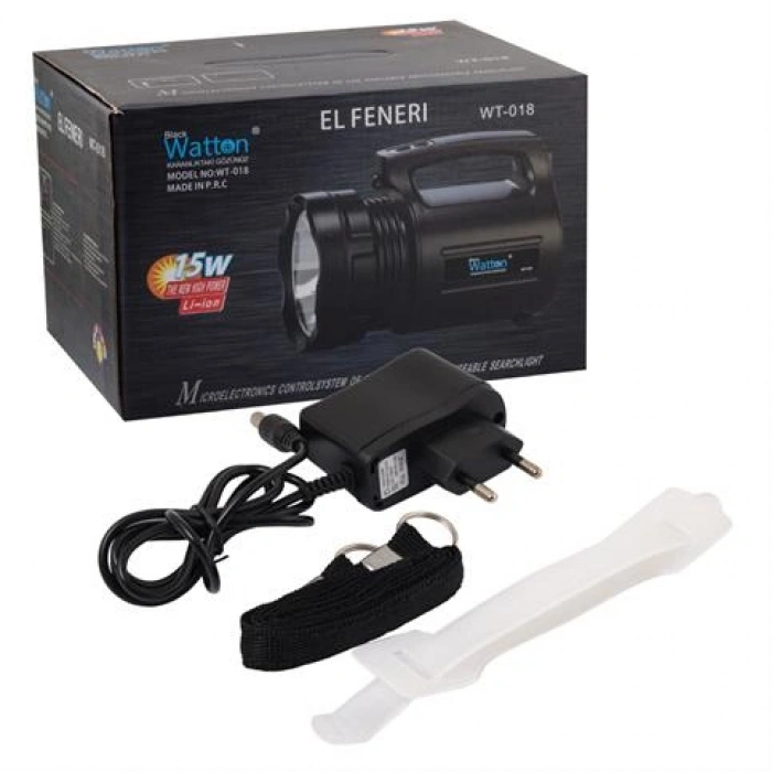 Watton WT-018 Ledli Projektör Şarjlı Fener