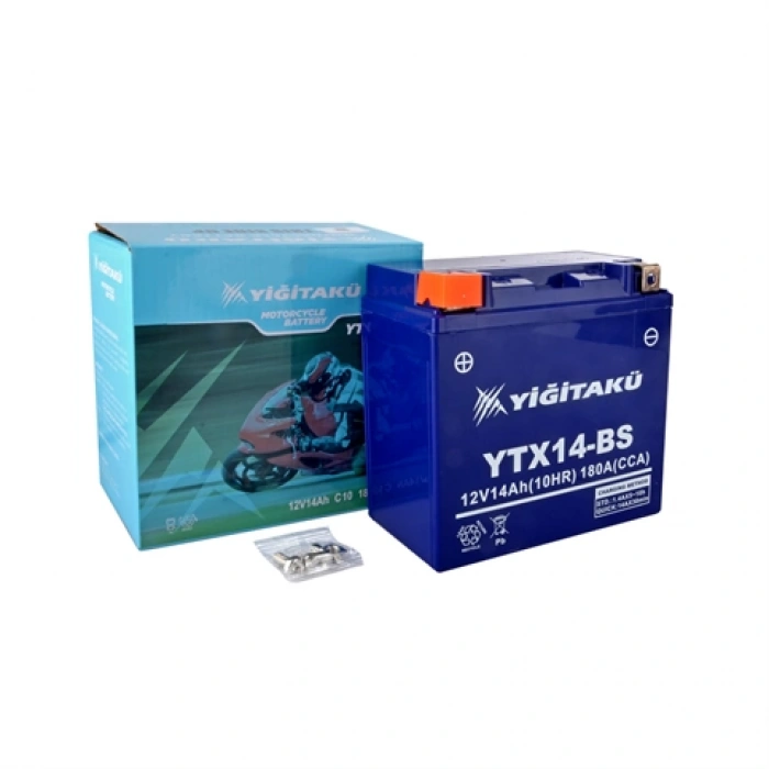Yiğit 12V 14Ah (C10) Motosiklet Aküsü YTX14-BS