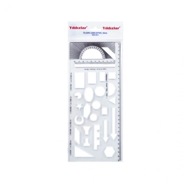 Yıldızlar Ölçekli Şablonlu Cetvel 30cm