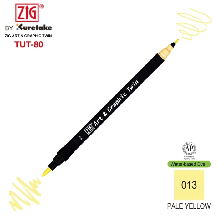 Zig Art&Graphic Twin Çift Uçlu Keçe Grafik Kalemi 013 Pale Yellow