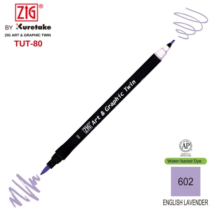 Zig Art&Graphic Twin Çift Uçlu Keçe Grafik Kalemi 602 English Lavender