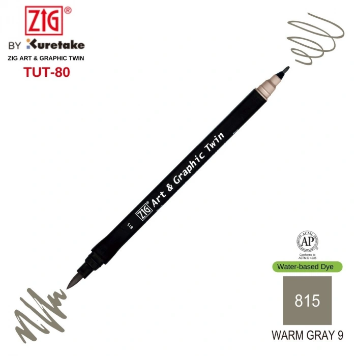 Zig Art&Graphic Twin Çift Uçlu Keçe Grafik Kalemi 815 Warm Gray 9