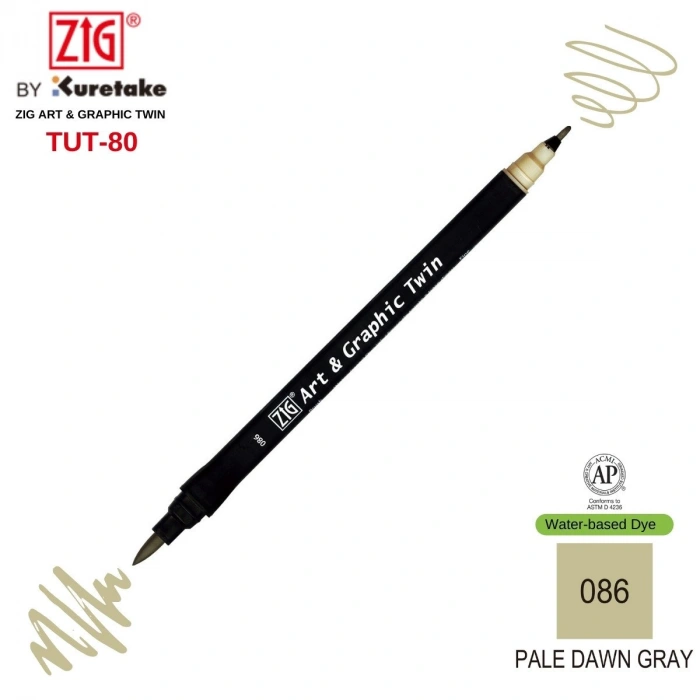 Zig Art&Graphic Twin Çift Uçlu Keçe Grafik Kalemi 86 Pale Dawn Gray