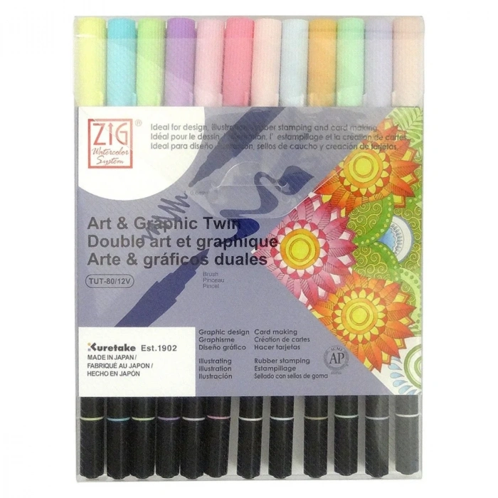 Zig Art&Graphic Twin Tut-80 Çift Uçlu Keçe Grafik Kalem Seti 12li Pastel